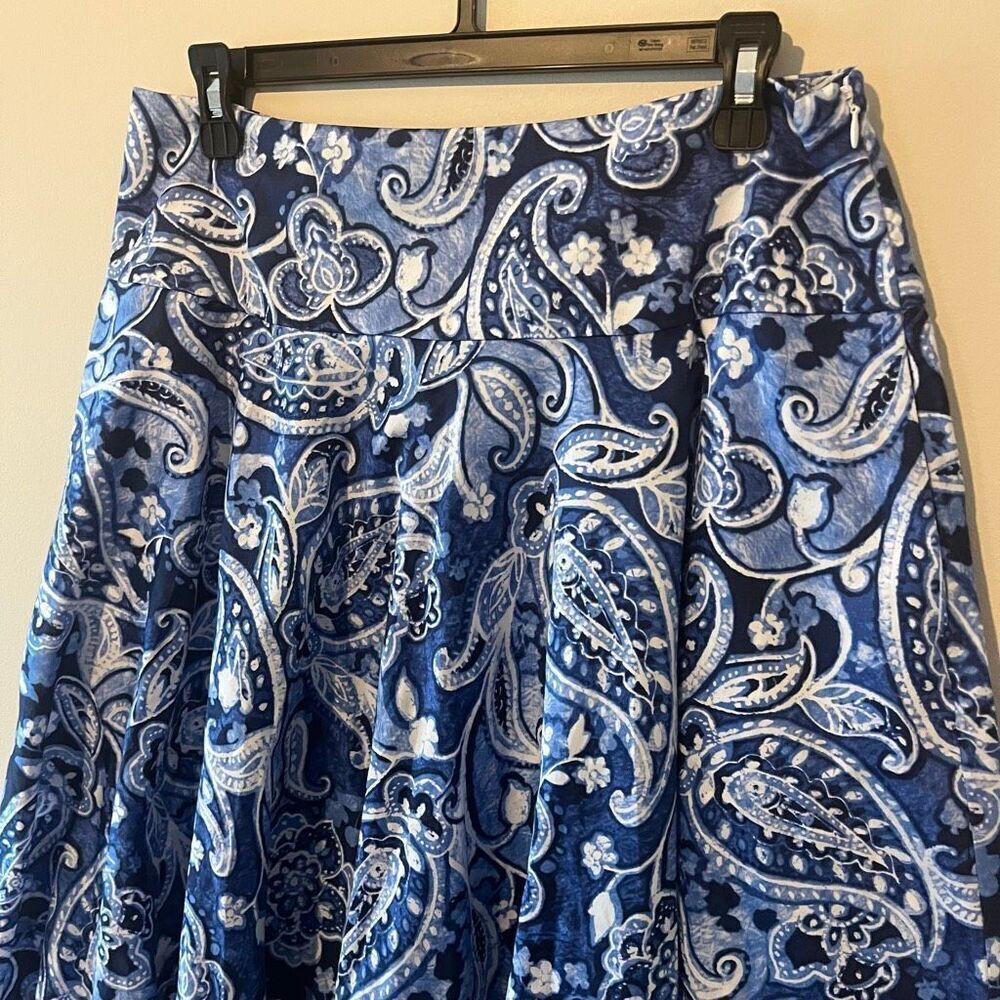 Lauren Ralph Lauren Paisley Skirt Women 8 Blue A-Line Cotton‎ Knee Length - Picture 5 of 6